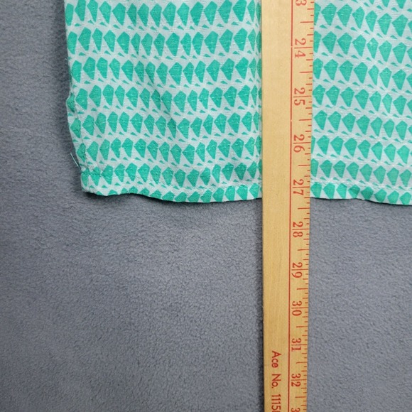 Eddie Bauer Tank Top Women's Large Green White Geometric 100%‎ Rayon Split Neck - Picture 10 of 10